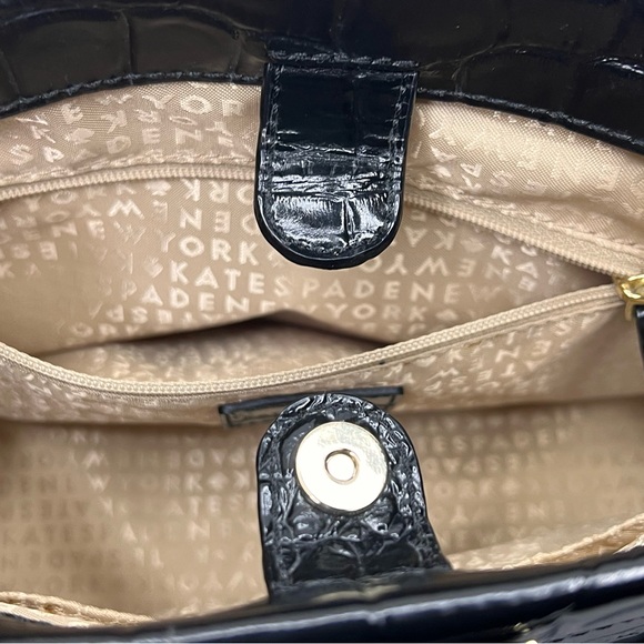kate spade Black Croc-Embossed Patent Leather Satchel - Picture 9 of 10